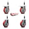 Service Caster 5'' Red Poly Swivel 7/8'' Expanding Stem Caster Set 2 Total Lock Brakes, 4PK SCC-EXTTL20S514-PPUB-RED-2-S-2-78 - alternate 4